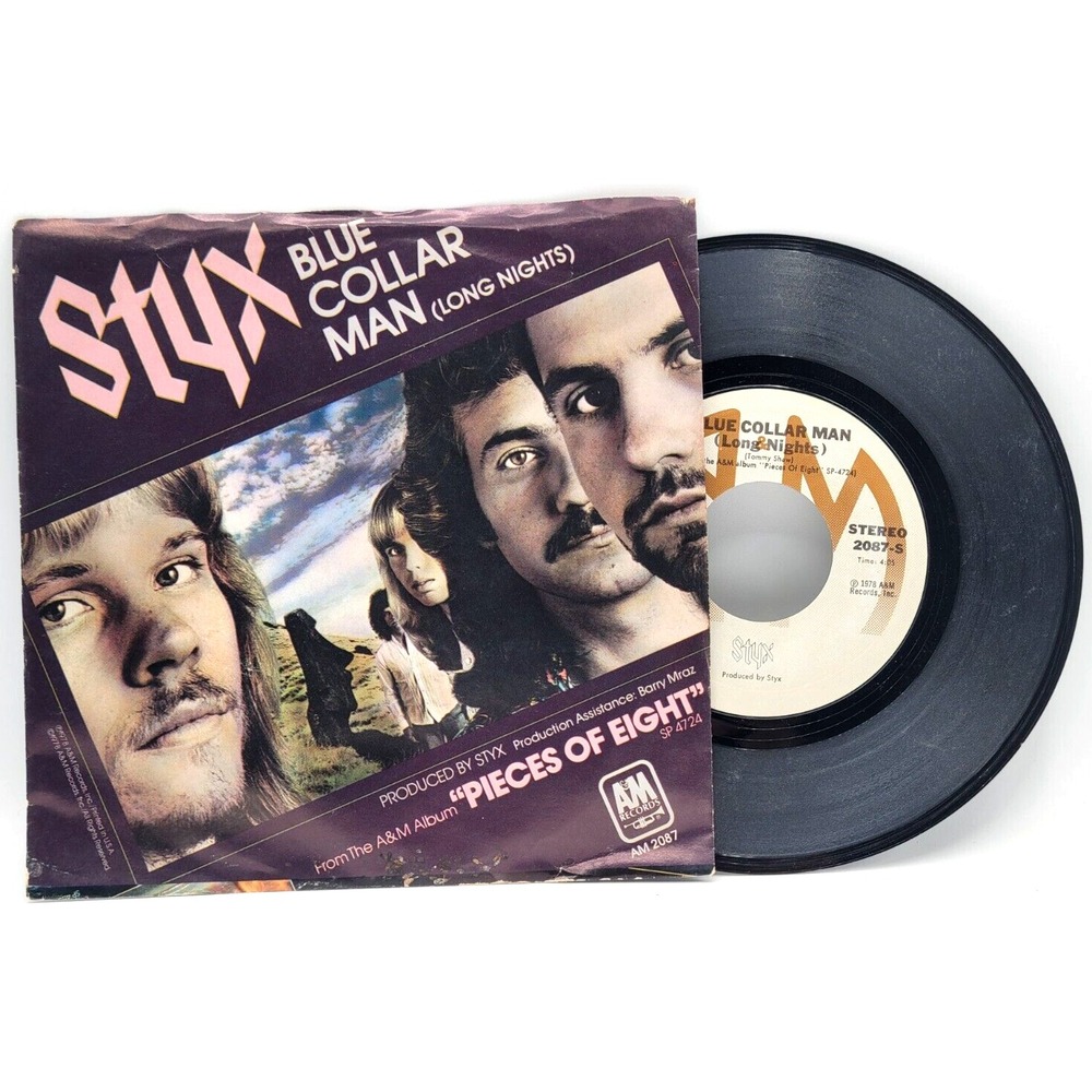 STYX - SUPERSTARS / BLUE COLLAR MAN - ROCK 45 & PICTURE SLEEVE